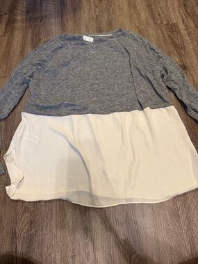 Lou & Grey Gray Knit and Cream Layered Tunic
